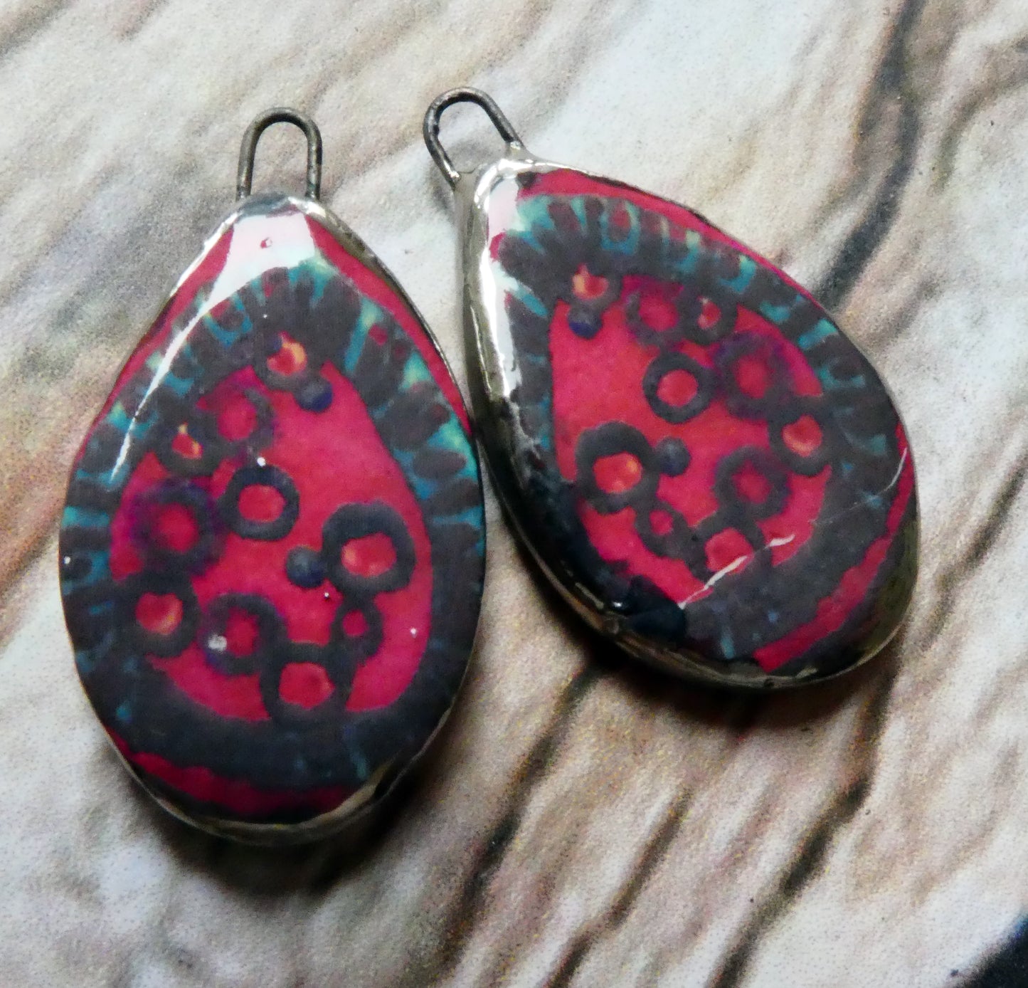 Ceramic Painted Decal Slice Earring Charms #1