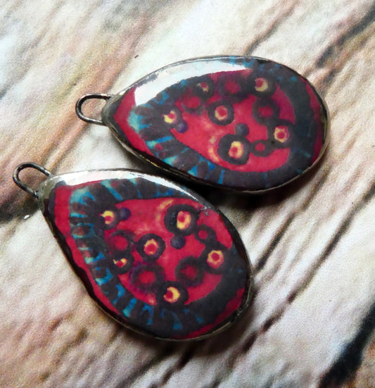 Ceramic Painted Decal Slice Earring Charms #2