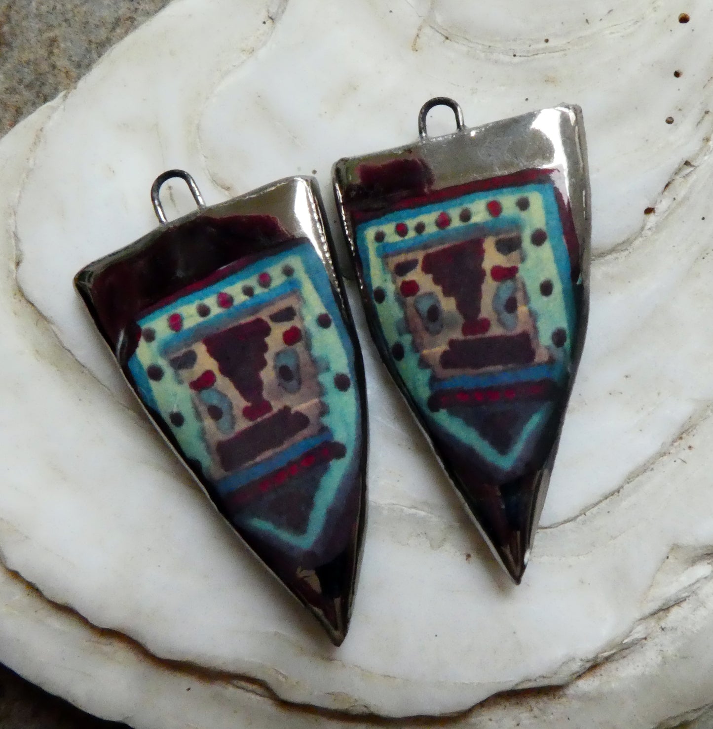 Ceramic Painted Decal Spear Earring Charms #3
