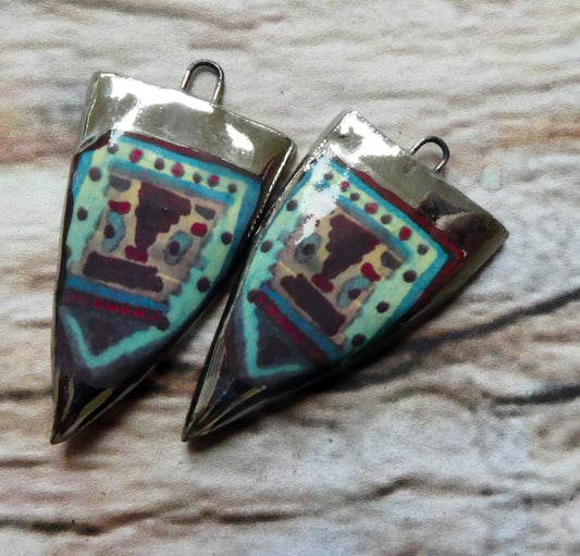 Ceramic Painted Decal Spear Earring Charms #3