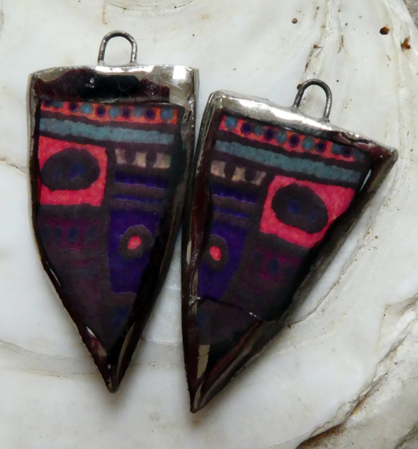 Ceramic Painted Decal Spear Earring Charms #4