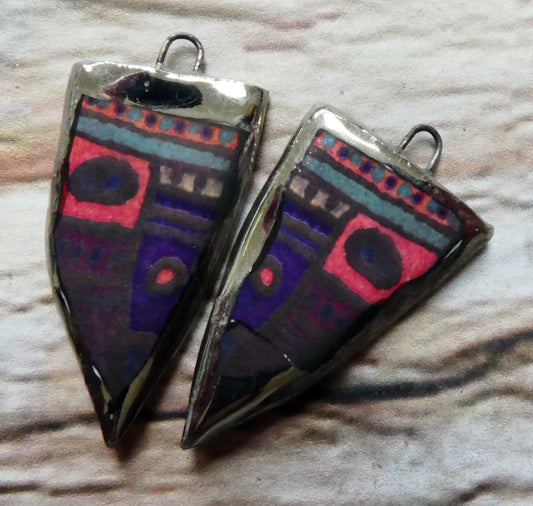 Ceramic Painted Decal Spear Earring Charms #4