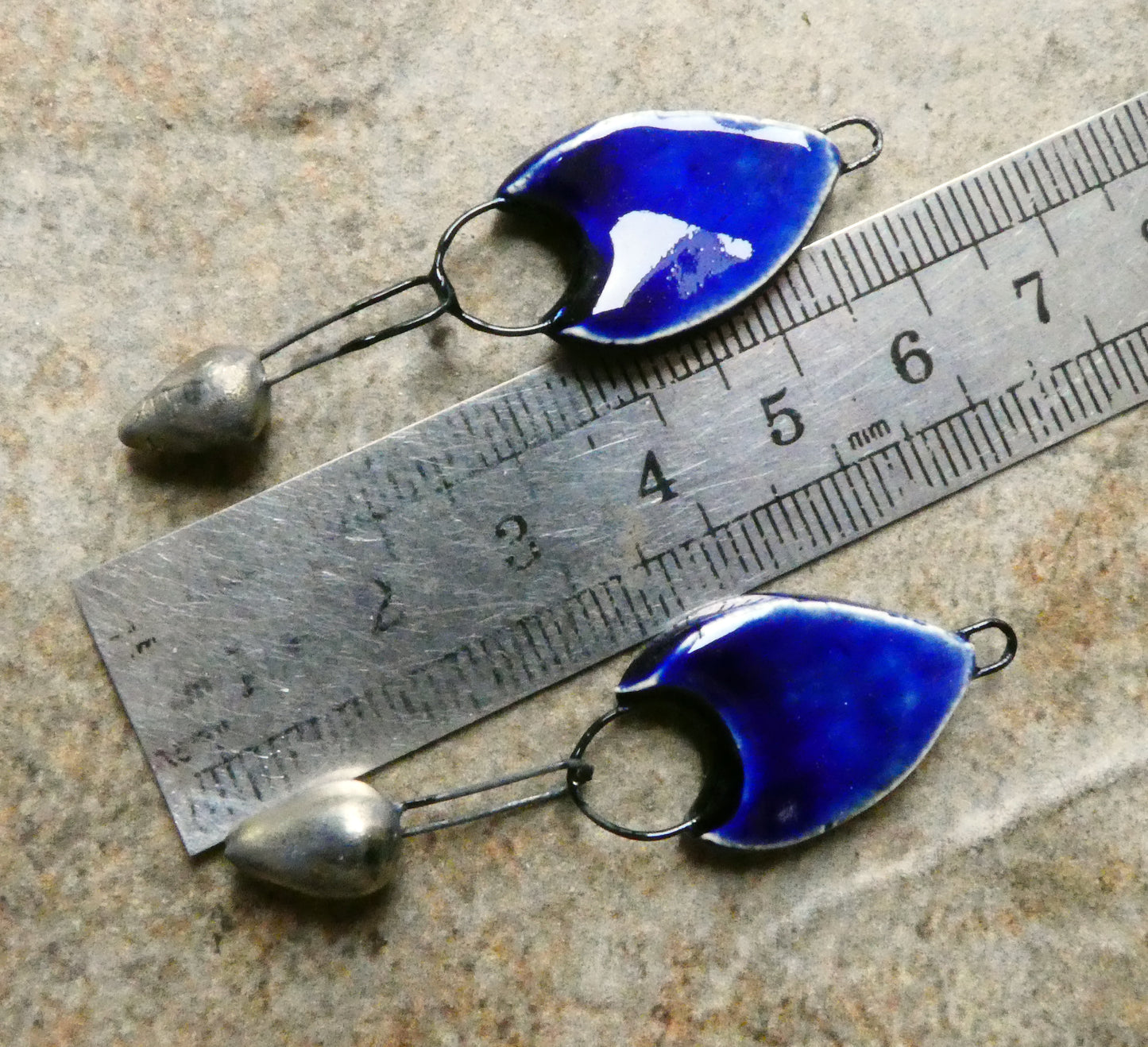 Ceramic Chevron Dangles - Mirror Blue