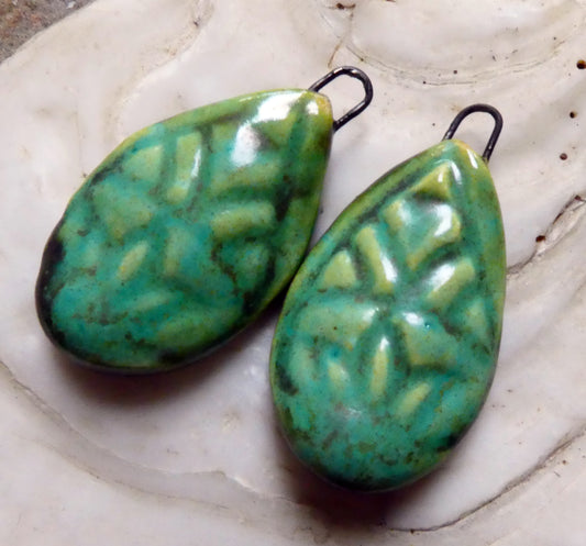 Ceramic Textured Teardrop Charms - Supernova