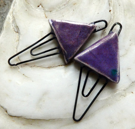 Ceramic Two Hoop Triangle Connectors -Lavender Flower