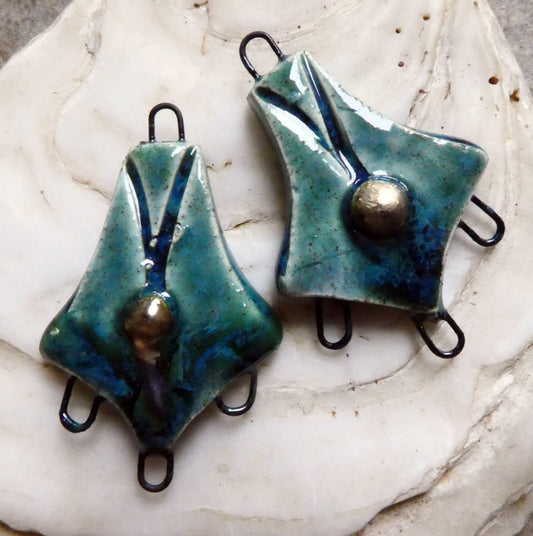 Ceramic Decorative Three Hoop Earring Connectors - Bora Bora