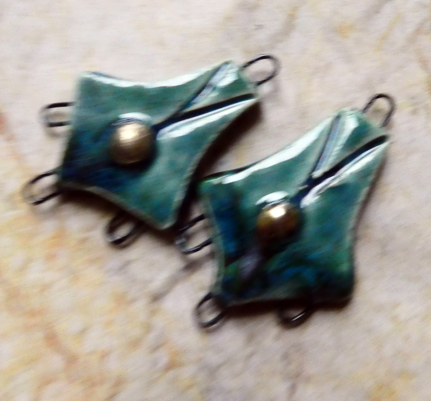 Ceramic Decorative Three Hoop Earring Connectors - Bora Bora