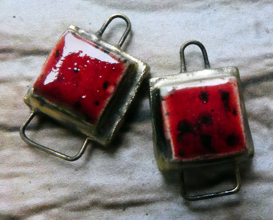 Ceramic Little Moulded Square Connectors -Ladybug