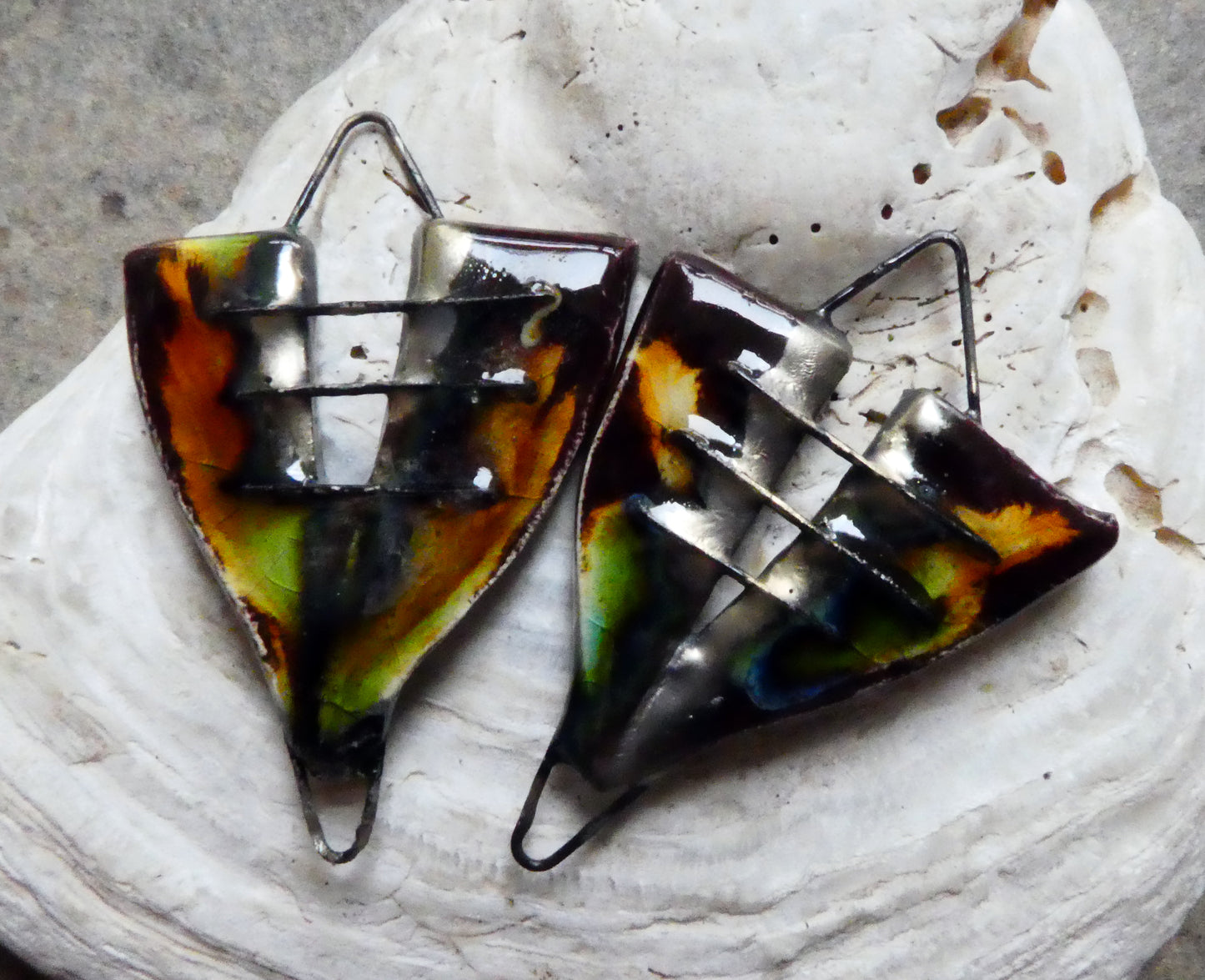 Ceramic Stapled Shield Earring Connectors - Murano