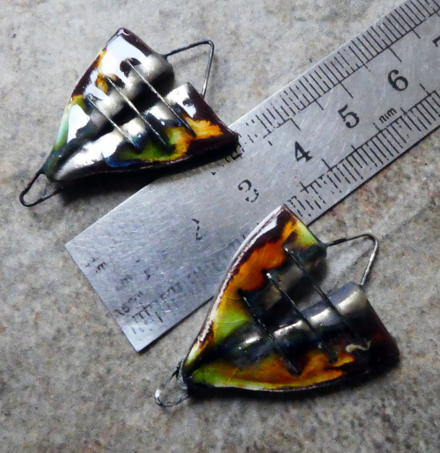 Ceramic Stapled Shield Earring Connectors - Murano