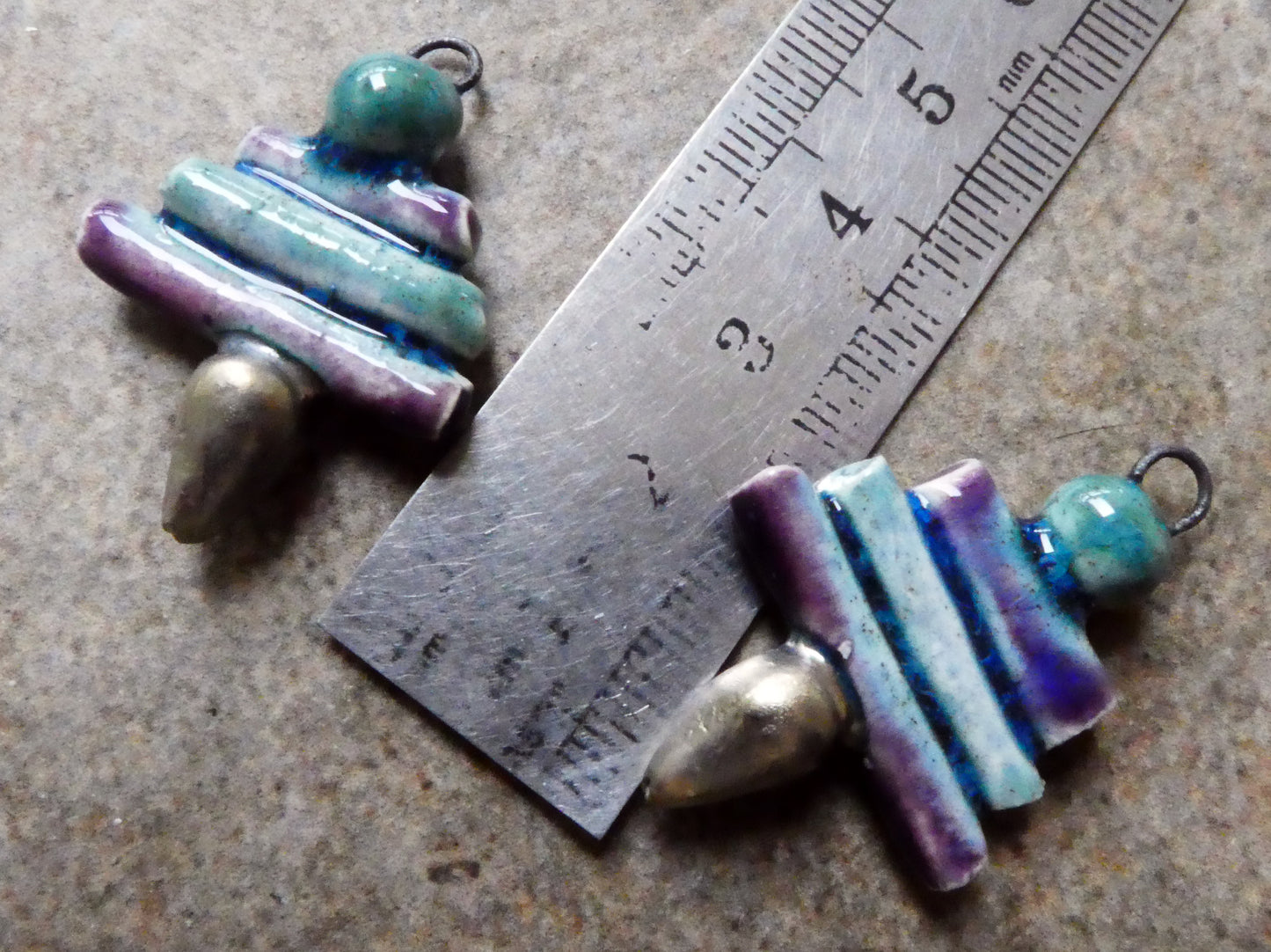 Ceramic Mixed Shape Stack Charms - Mystic Jade and Royal Fantasy