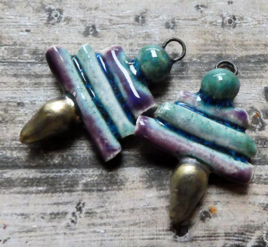 Ceramic Mixed Shape Stack Charms - Mystic Jade and Royal Fantasy