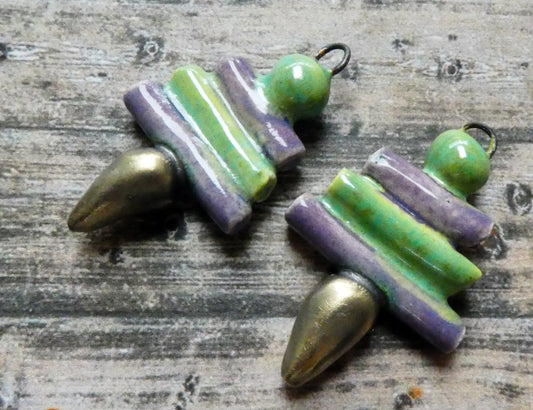 Ceramic Mixed Shape Stack Charms - Supernova and Grapel