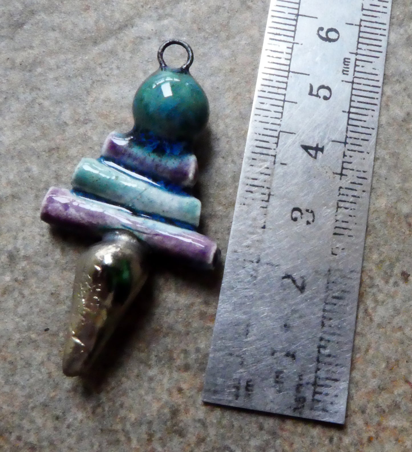 Ceramic Mixed Shape Stack Mini Pendant - Mystic Jade and Royal Fantasy