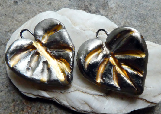 Ceramic Mixed Lustre Leaf Charms