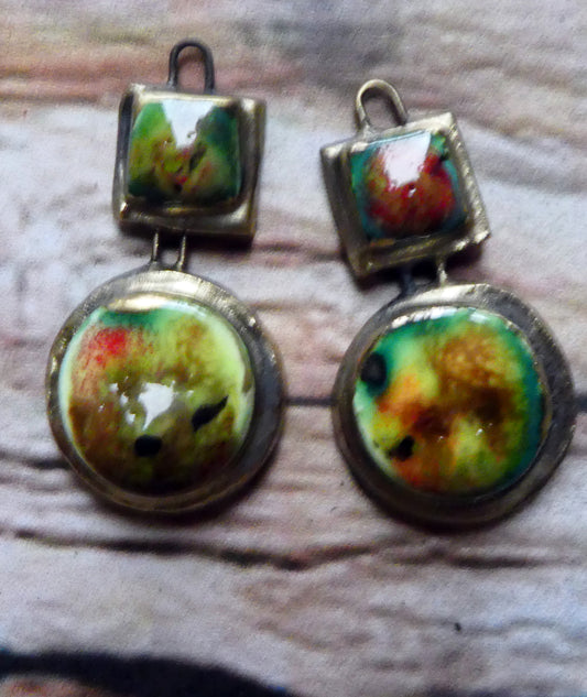 Ceramic Moulded Square and Disc Charms - Mixed Melon