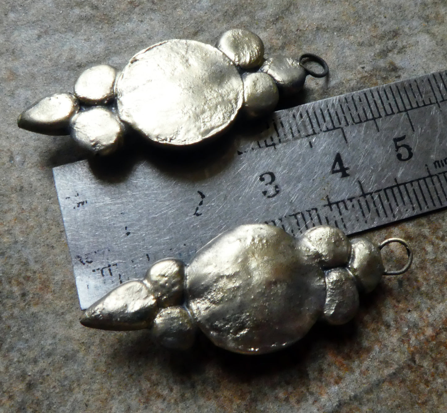 Ceramic Disc and Granule Charms - Mirror Blue