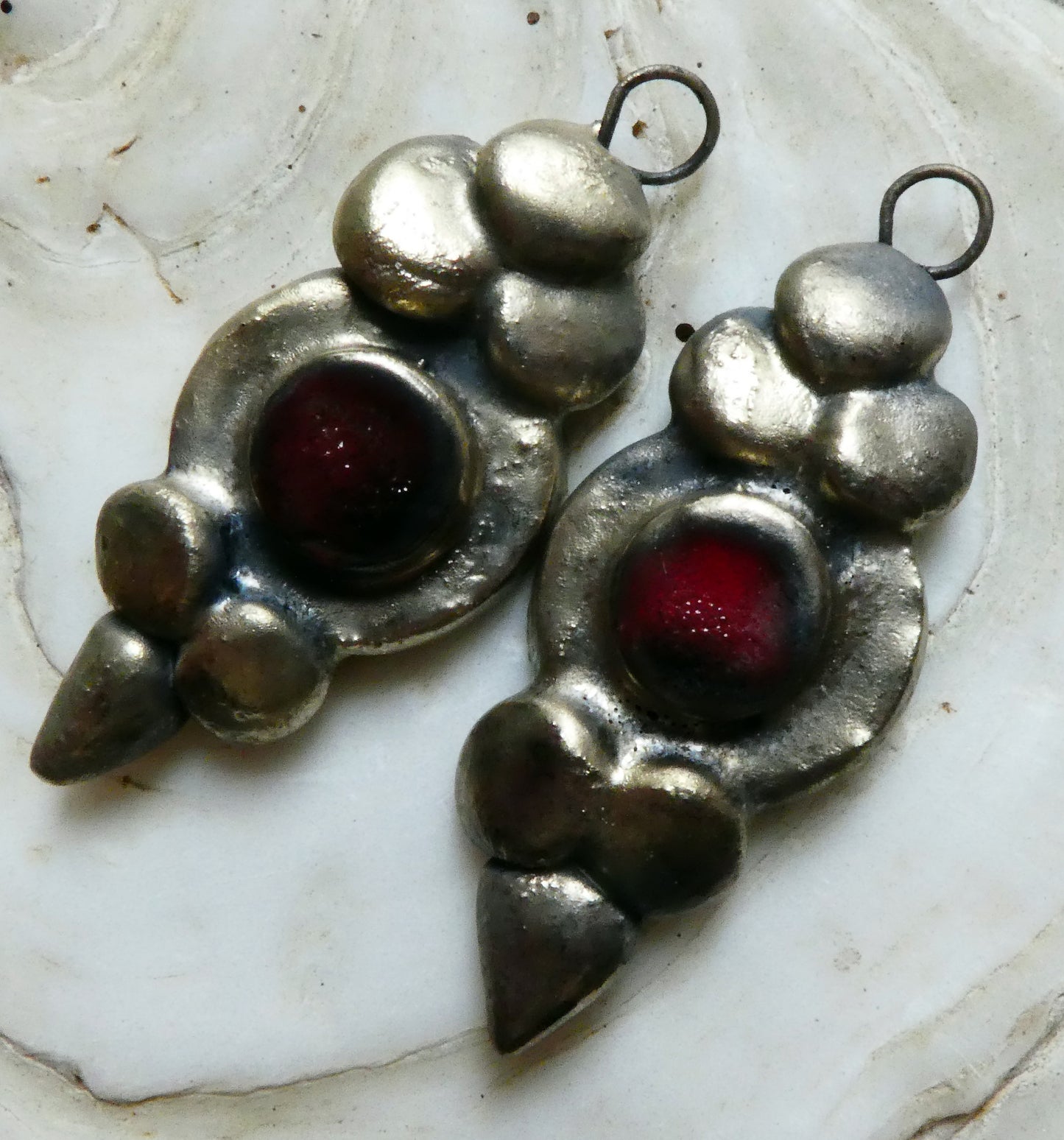 Ceramic Disc and Granule Charms - Red