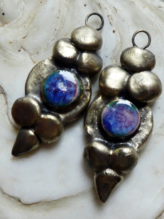 Ceramic Disc and Granule Charms -Plum Jelly