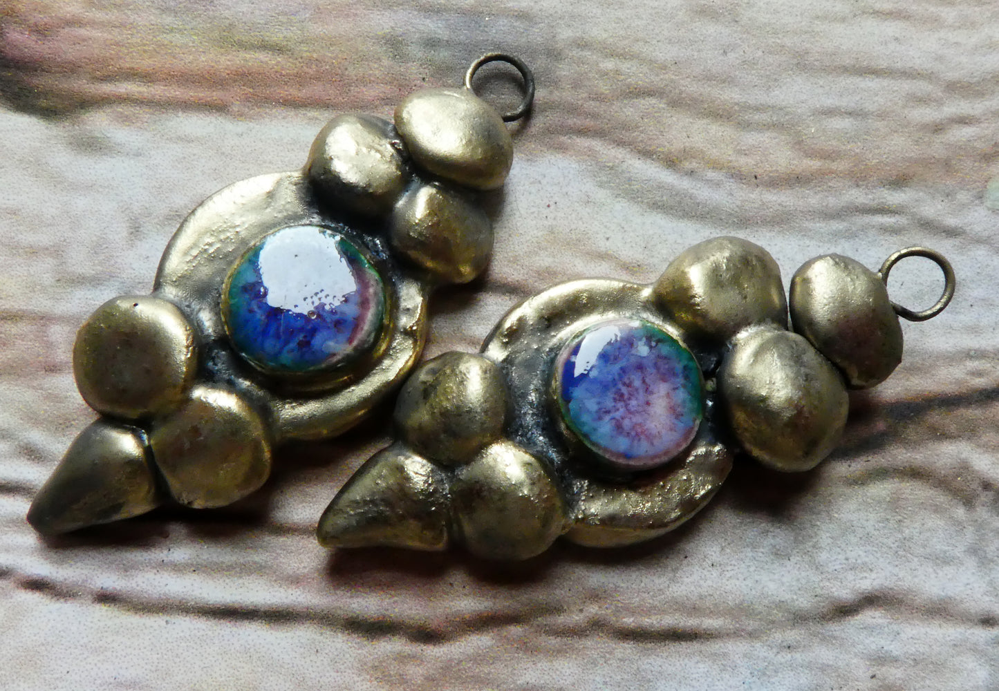 Ceramic Disc and Granule Charms -Plum Jelly