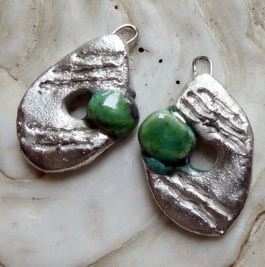 Ceramic Maori Style Fishhook and Pearl Charms -Rockpool