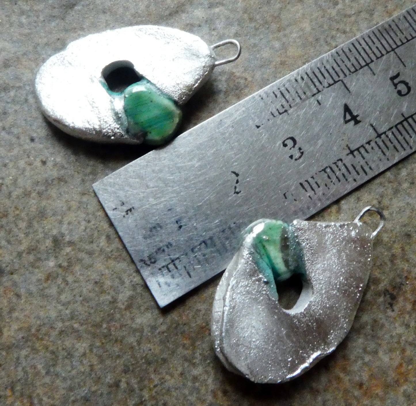 Ceramic Maori Style Fishhook and Pearl Charms -Rockpool