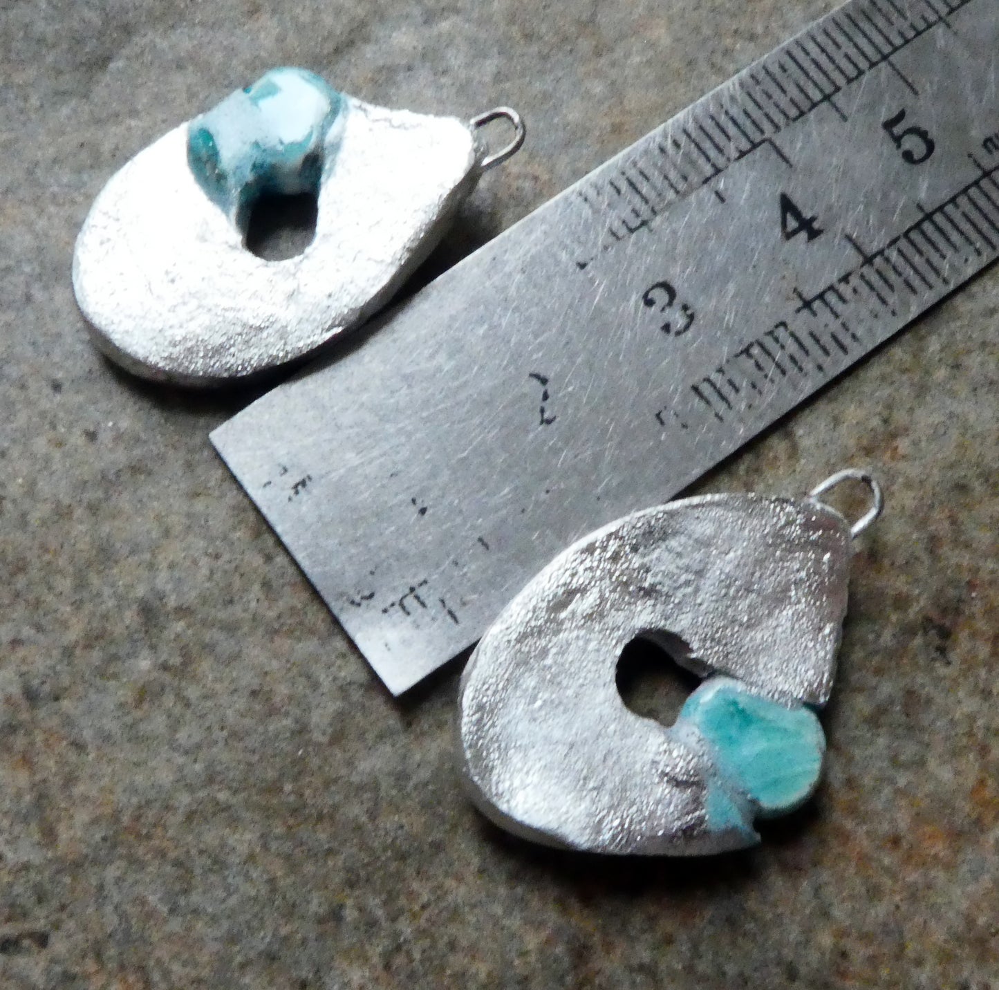 Ceramic Maori Style Fishhook and Pearl Charms -Topaz