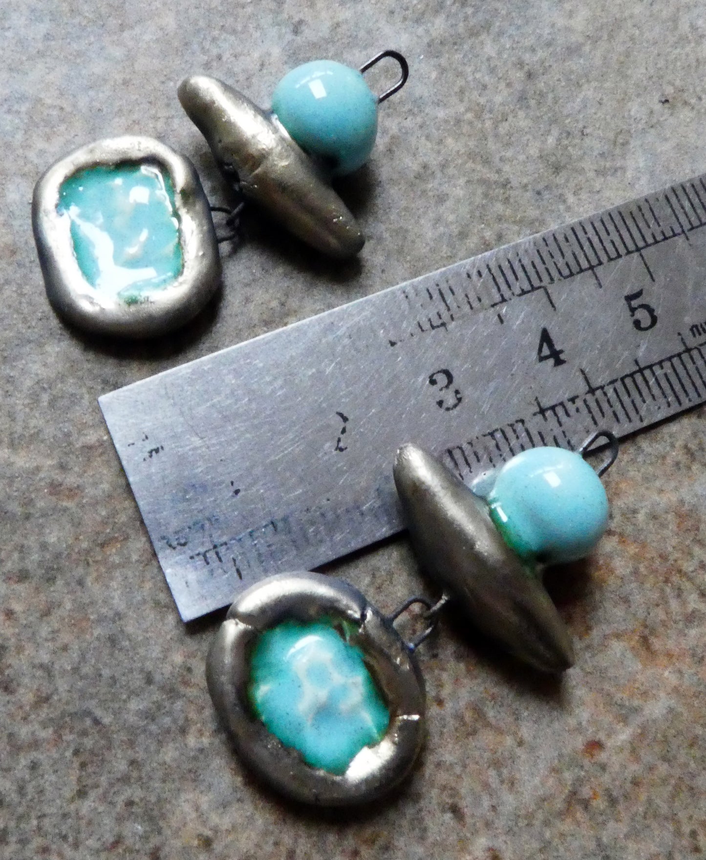 Ceramic Mixed Shape Pool Dangles -Larimar