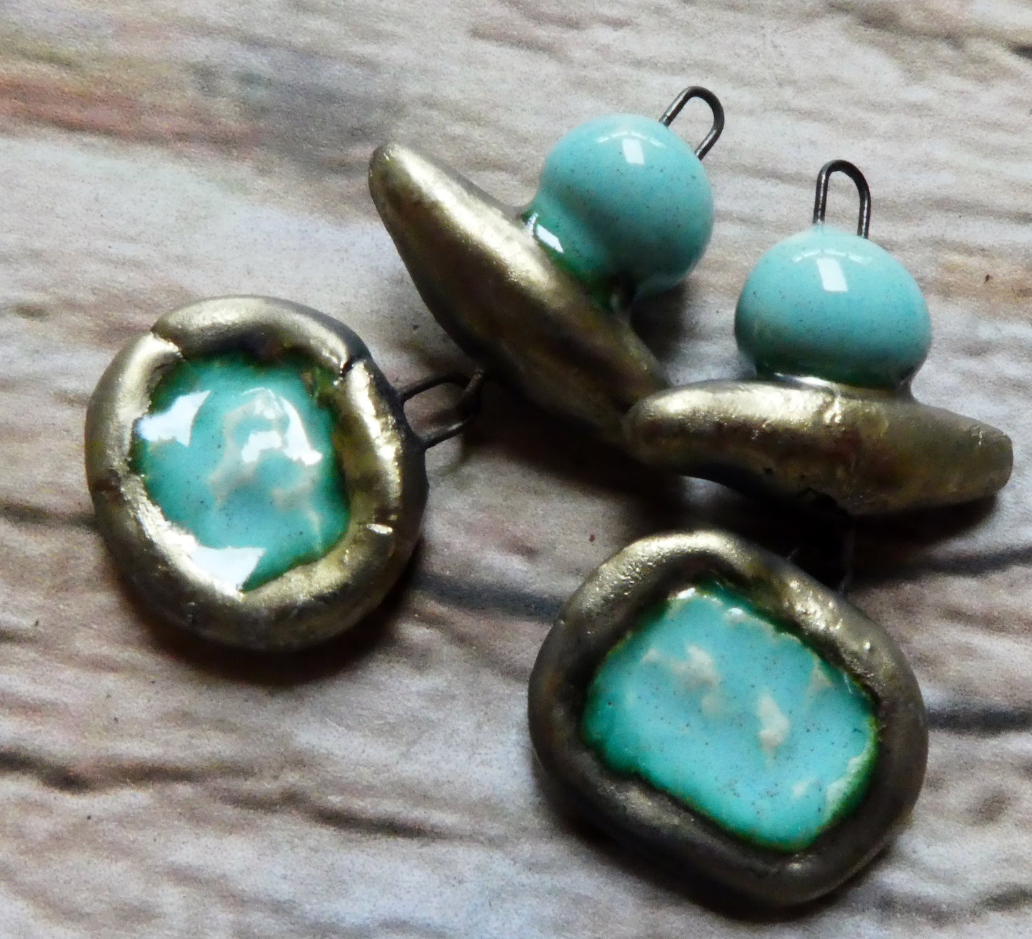 Ceramic Mixed Shape Pool Dangles -Larimar