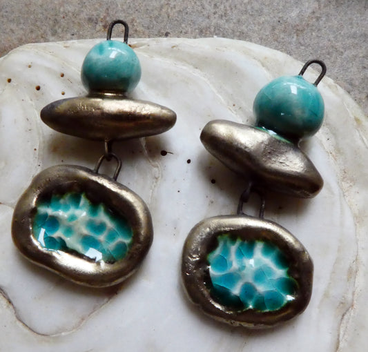 Ceramic Mixed Shape Pool Dangles -Topaz