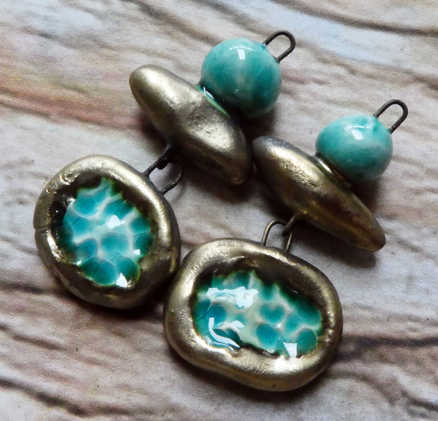 Ceramic Mixed Shape Pool Dangles -Topaz