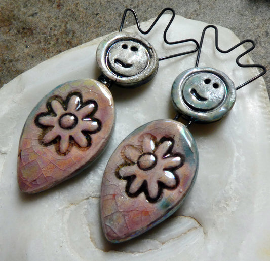 Ceramic Simple Souls Goddess Charms -Orchid and Mother of Pearl