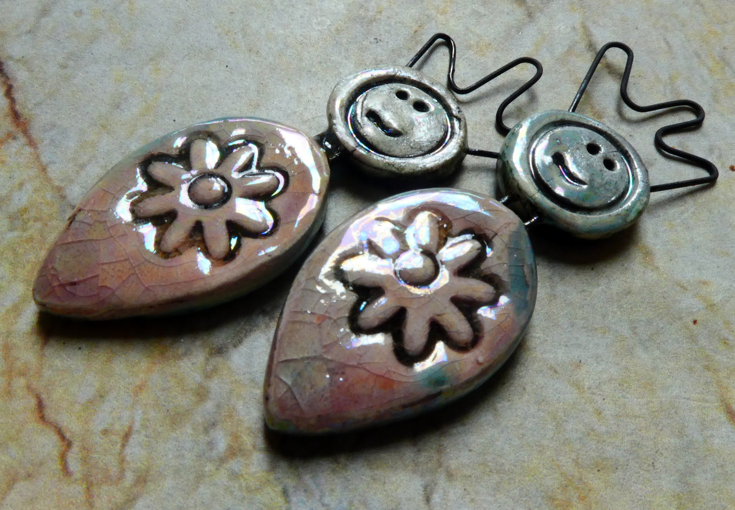 Ceramic Simple Souls Goddess Charms -Orchid and Mother of Pearl
