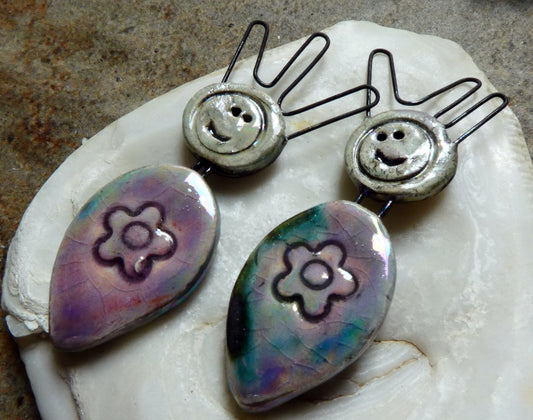 Ceramic Simple Souls Goddess Charms -Royal Amethyst and Mother of Pearl