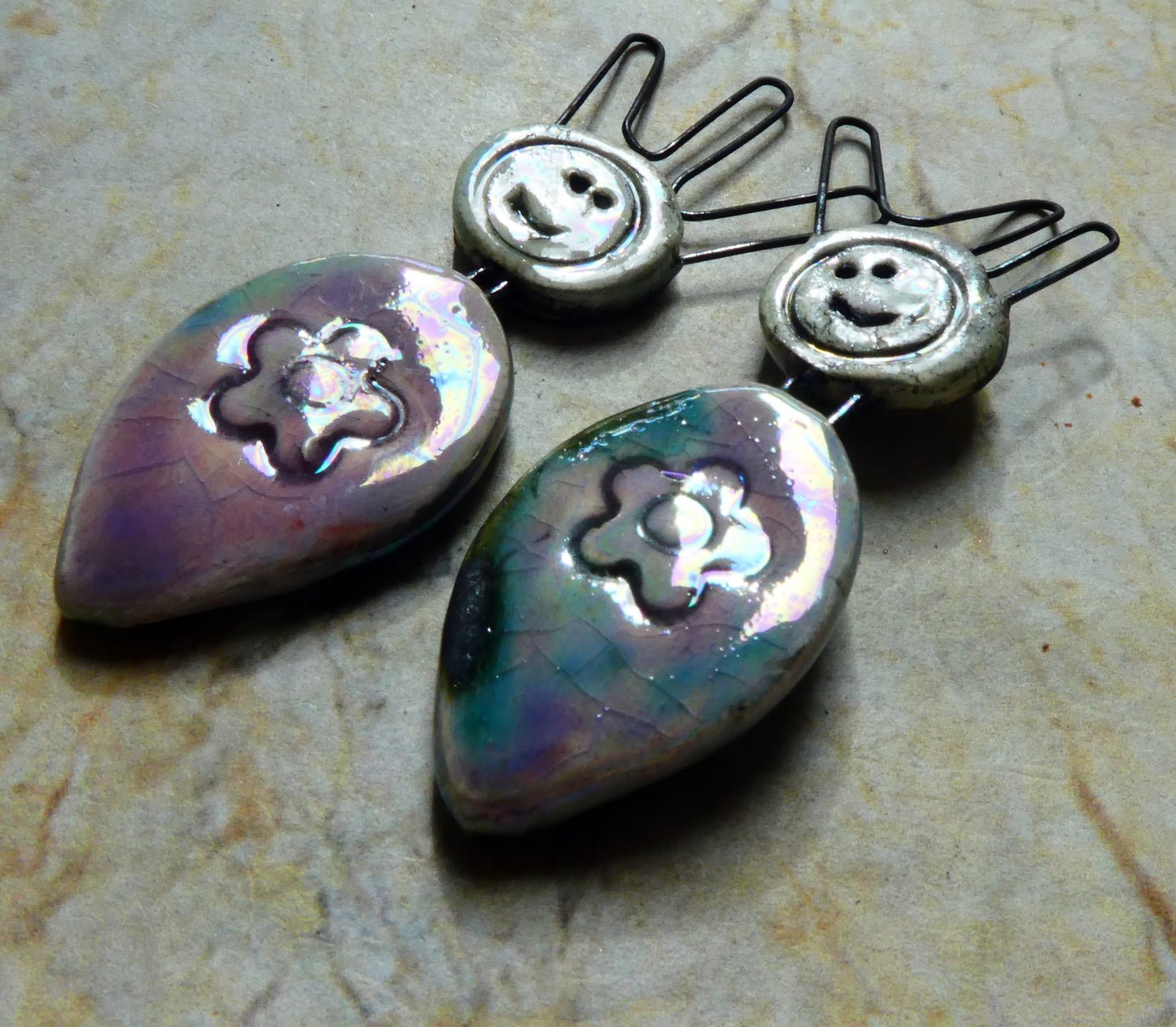 Ceramic Simple Souls Goddess Charms -Royal Amethyst and Mother of Pearl
