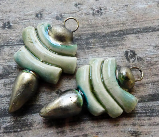 Ceramic Stick and Spikelet Earring Charms - Green Tea