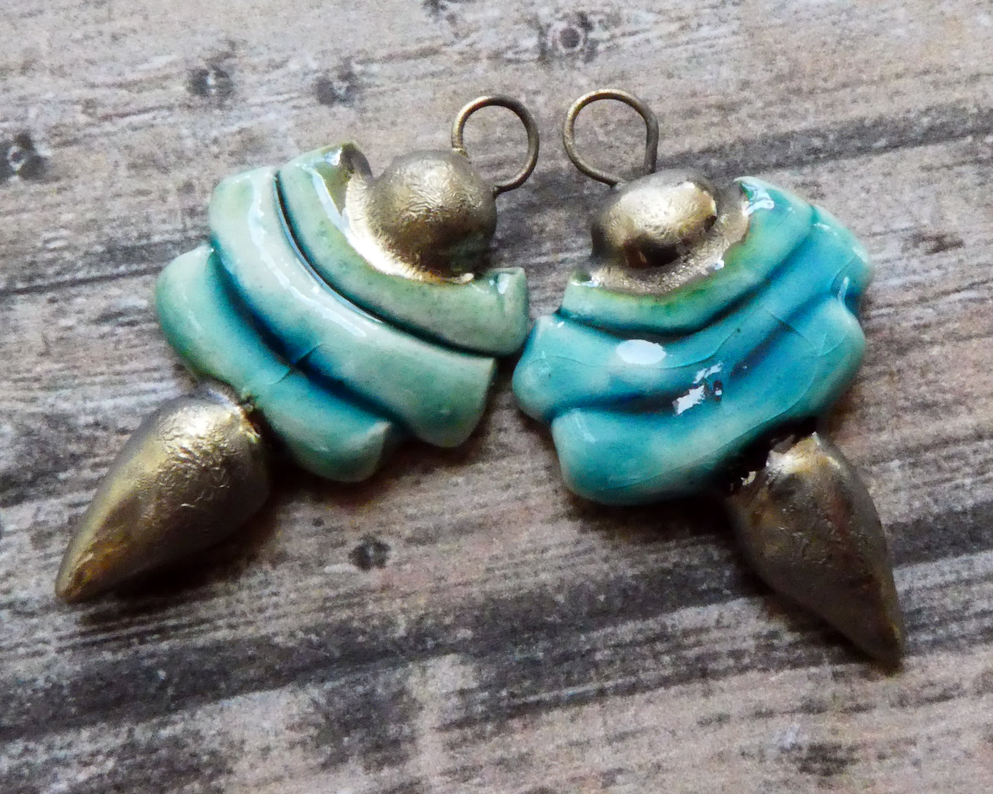 Ceramic Stick and Spikelet Earring Charms - Oriental Blue