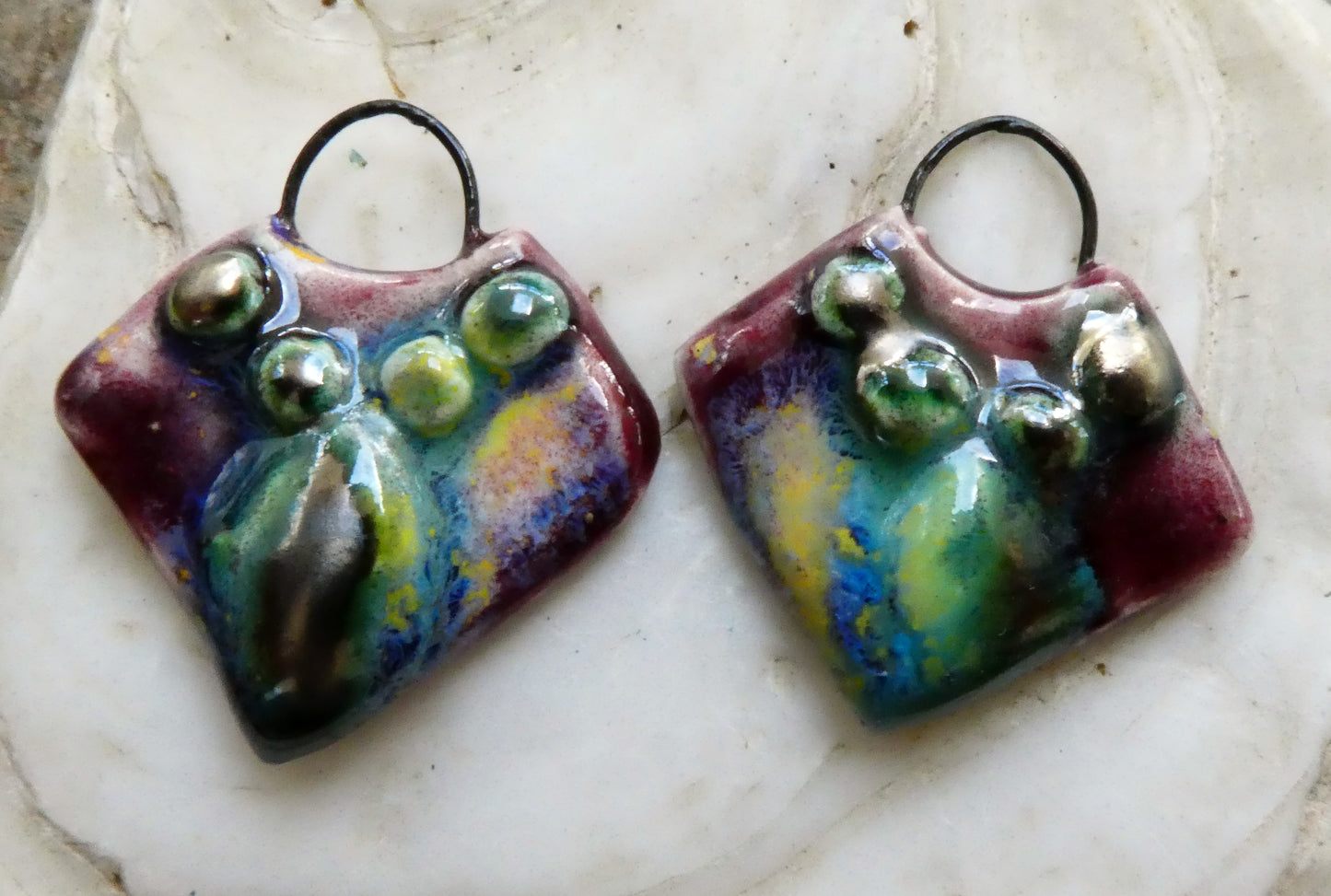 Ceramic Granular Shield Earring Charms - Sailors Delight