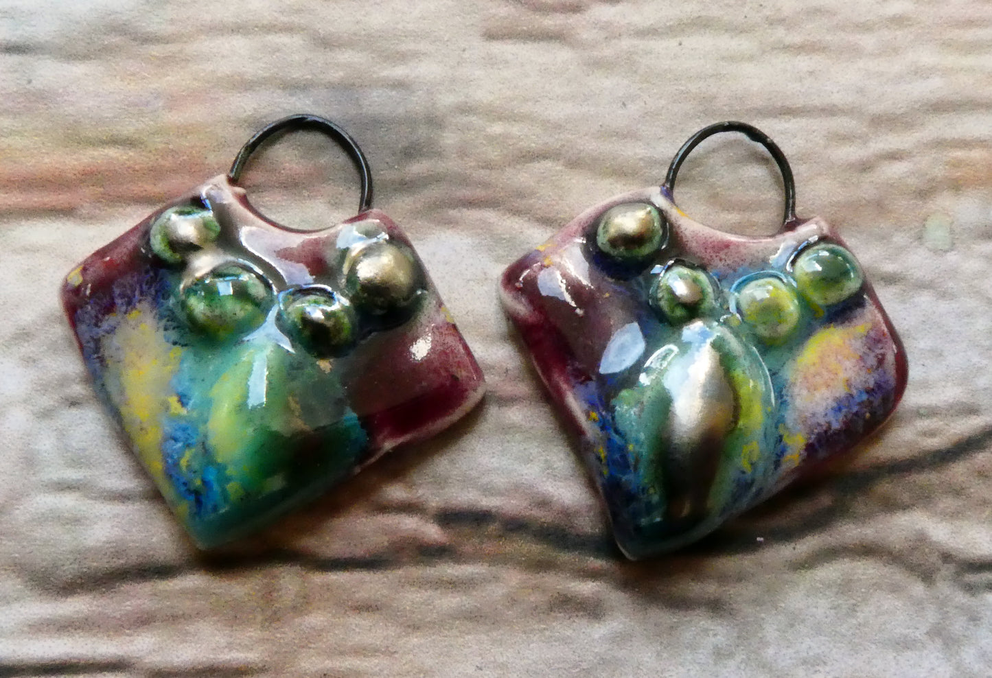 Ceramic Granular Shield Earring Charms - Sailors Delight