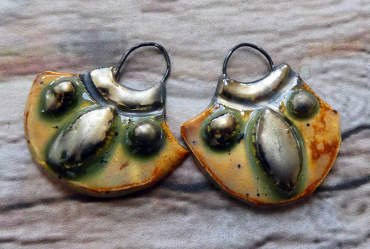 Ceramic Granular Shield Earring Charms - Amber Ash