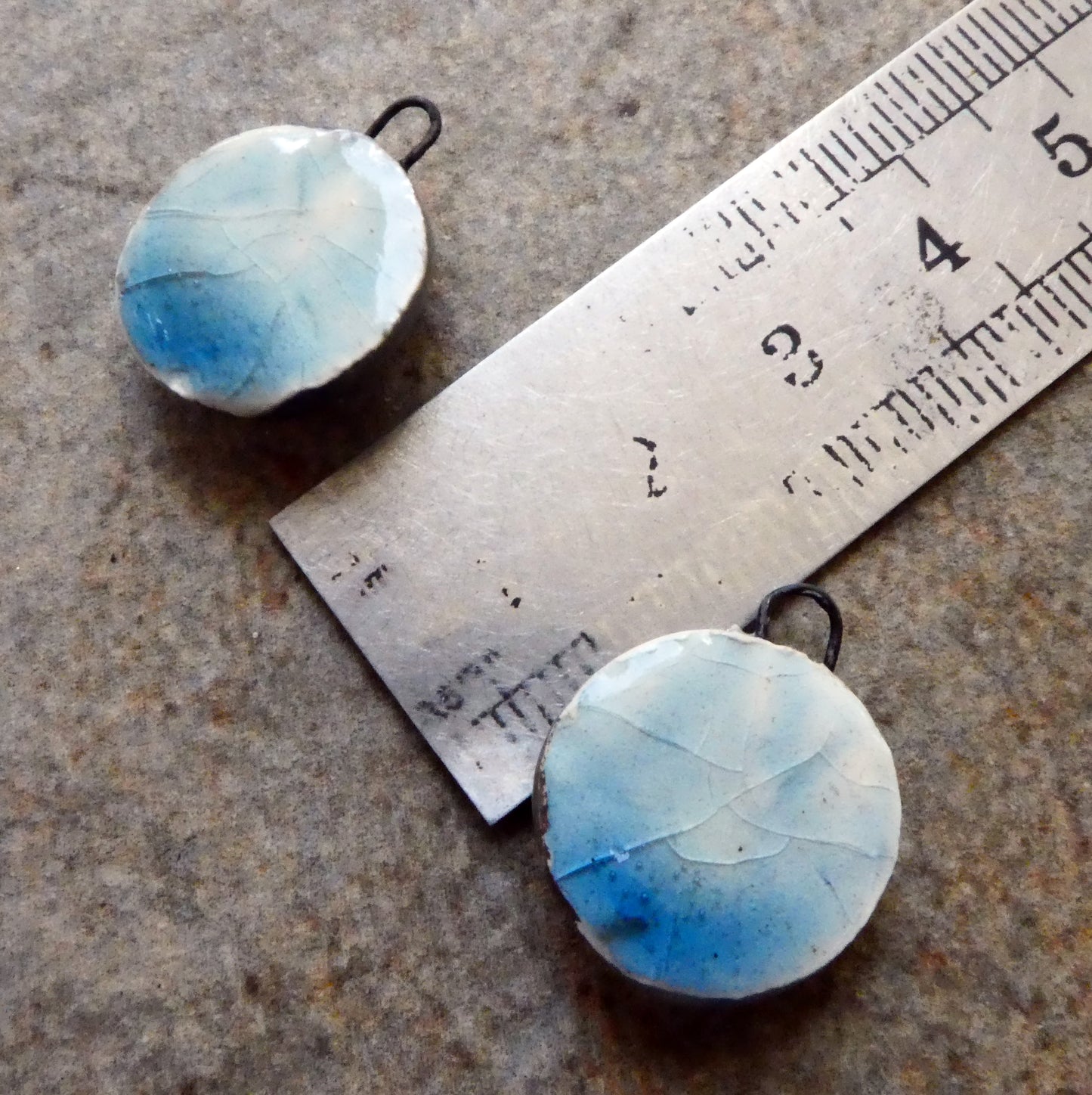 Ceramic Little Folded Disc Lustre Earring Charms - Water