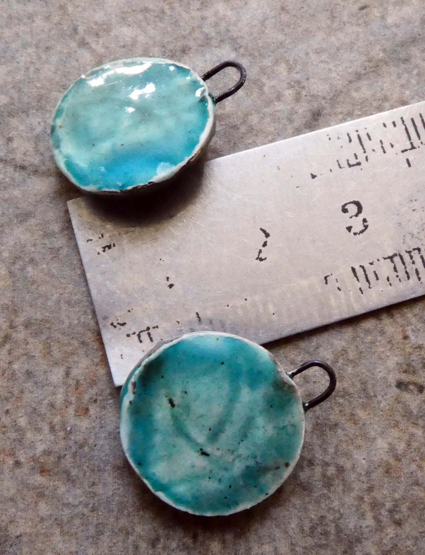 Ceramic Little Folded Disc Lustre Earring Charms - Topaz