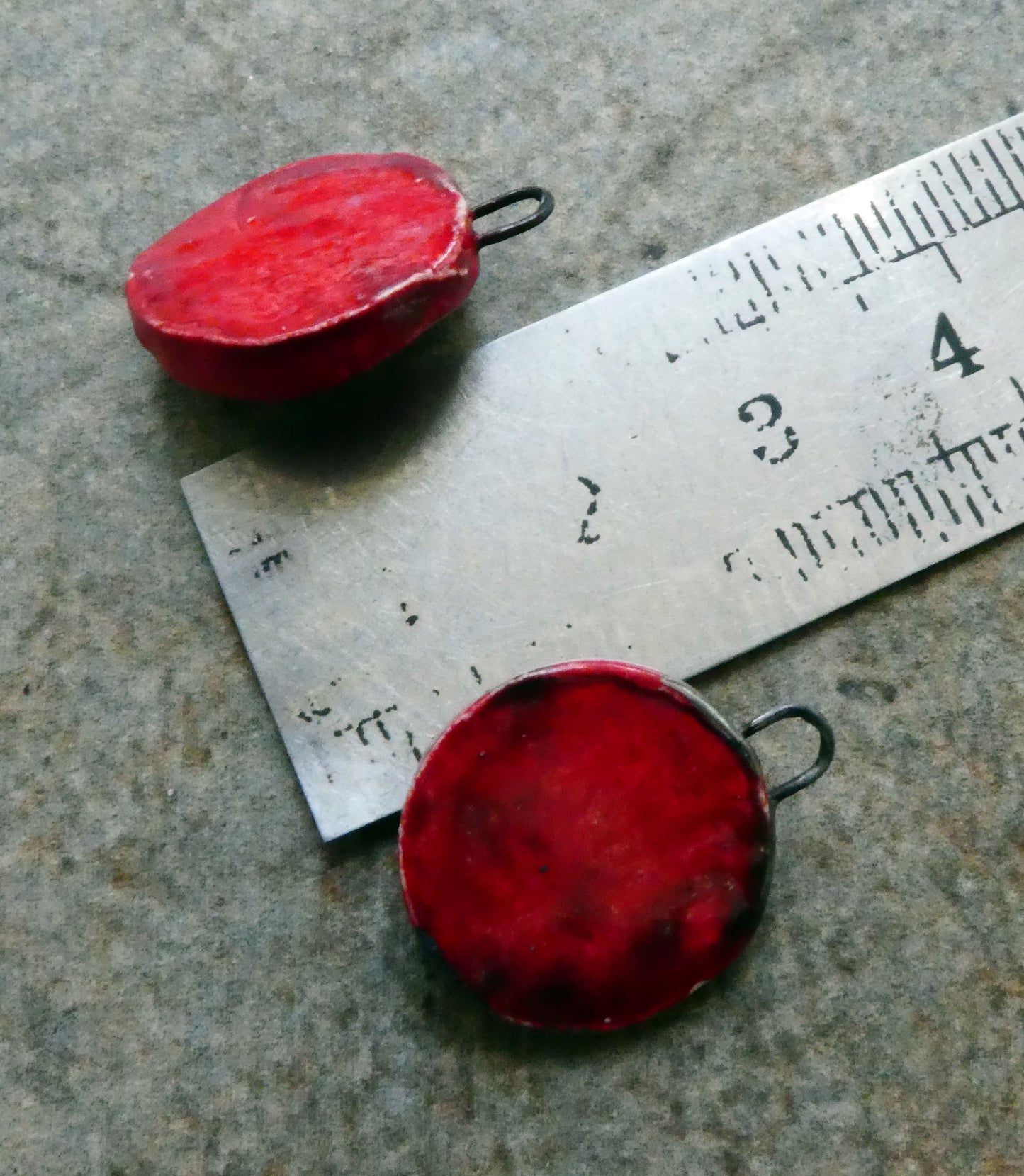 Ceramic Little Folded Disc Lustre Earring Charms - Red