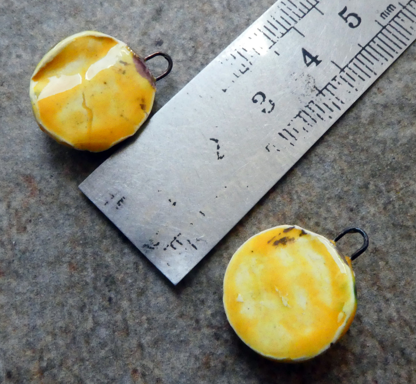 Ceramic Little Folded Disc Lustre Earring Charms - Yellow