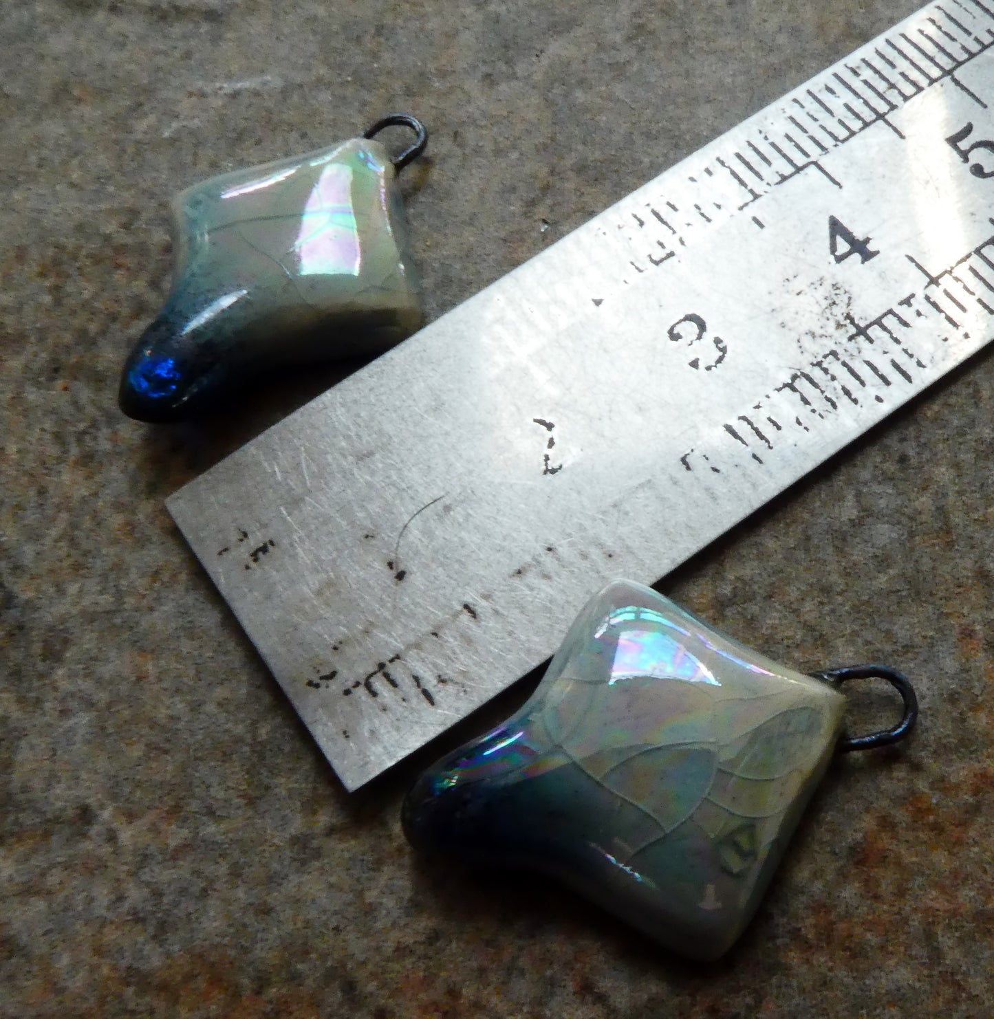 Ceramic Little Lustrous Cushion Earring Charms - Water