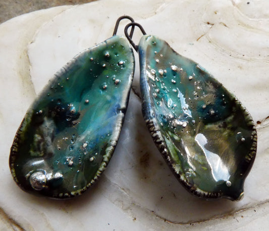 Ceramic Silver Mussel Shell Charms