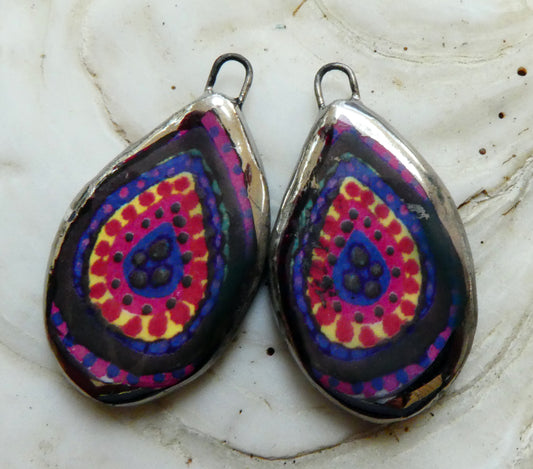 Ceramic Painted Decal Slice Earring Charms #3