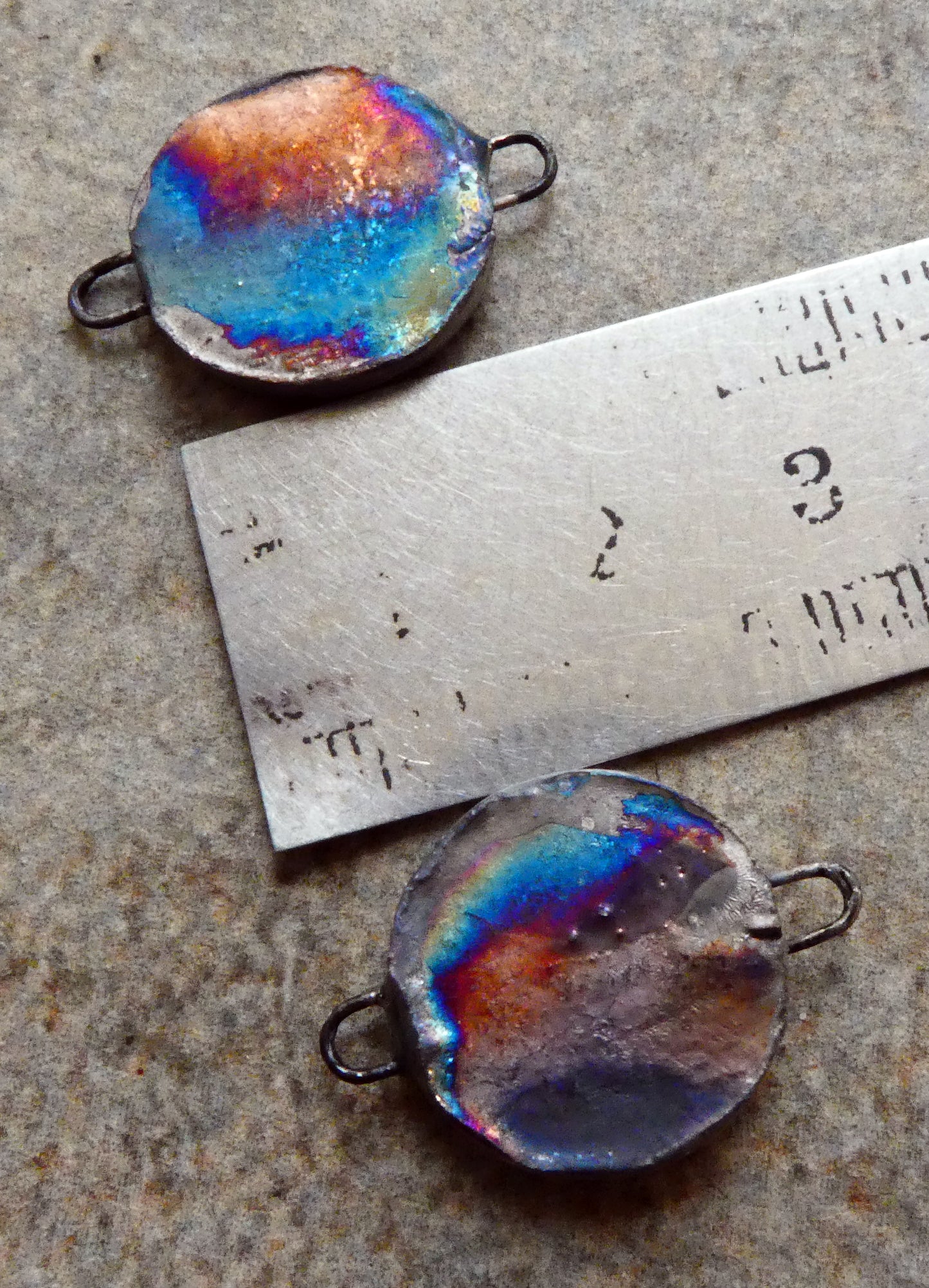 Ceramic Little Disc Stained Glass Hummingbird Decal Earring Connectors #1