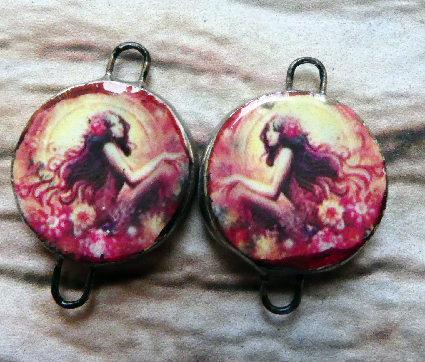 Ceramic Little Disc Zodiac Symbol Decal Earring Connectors-Virgo #2