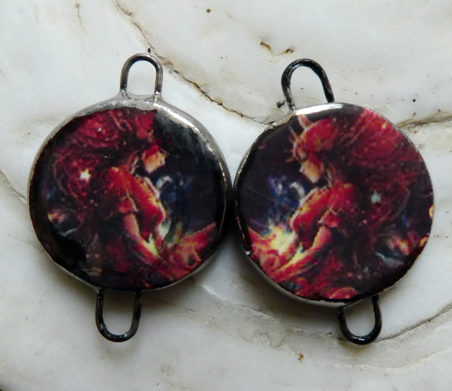 Ceramic Little Disc Zodiac Symbol Decal Earring Connectors-Sagittarius #1